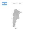 Square dots pattern map of Argentina. Argentinian dotted pixel map with flag. Vector illustration