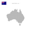 Square dots pattern map of Australia. Australian dotted pixel map with flag. Vector illustration Royalty Free Stock Photo