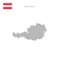 Square dots pattern map of Austria. Austrian dotted pixel map with flag. Vector illustration