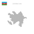 Square dots pattern map of Azerbaijan. Azerbaijani dotted pixel map with flag. Vector illustration