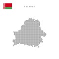 Square dots pattern map of Belarus. Belorussian dotted pixel map with flag. Vector illustration