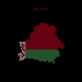 Square dots pattern map of Belarus. Dotted pixel map with flag colors. Vector illustration