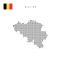 Square dots pattern map of Belgium. Belgian dotted pixel map with flag. Vector illustration