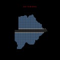 Square dots pattern map of Botswana. Dotted pixel map with flag colors. Vector illustration