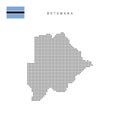 Square dots pattern map of Botswana. Botswana dotted pixel map with flag. Vector illustration