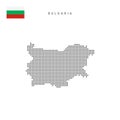 Square dots pattern map of Bulgaria. Bulgarian dotted pixel map with flag. Vector illustration