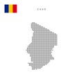 Square dots pattern map of Chad. Chadian dotted pixel map with flag. Vector illustration