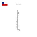Square dots pattern map of Chile. Chilean dotted pixel map with flag. Vector illustration