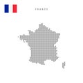 Square dots pattern map of France. French dotted pixel map with flag. Vector illustration Royalty Free Stock Photo