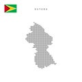 Square dots pattern map of Guyana. Guyanese dotted pixel map with flag. Vector illustration