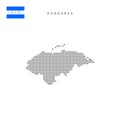 Square dots pattern map of Honduras. Honduran dotted pixel map with flag. Vector illustration