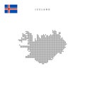 Square dots pattern map of Iceland. Icelandic dotted pixel map with flag. Vector illustration Royalty Free Stock Photo