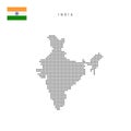 Square dots pattern map of India. Indian dotted pixel map with flag. Vector illustration Royalty Free Stock Photo