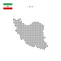 Square dots pattern map of Iran. Iranian dotted pixel map with flag. Vector illustration
