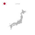 Square dots pattern map of Japan. Japanese dotted pixel map with flag. Vector illustration Royalty Free Stock Photo