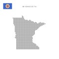 Square dots pattern map of Minnesota. Dotted pixel map with flag. Vector illustration Royalty Free Stock Photo