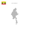 Square dots pattern map of Myanmar. Burma dotted pixel map with flag. Vector illustration Royalty Free Stock Photo