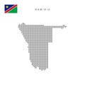 Square dots pattern map of Namibia. Namibian dotted pixel map with flag. Vector illustration