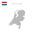 Square dots pattern map of Netherlands, Holland. Dutch, Netherlandish dotted pixel map with flag. Vector illustration Royalty Free Stock Photo