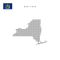 Square dots pattern map of New York. Dotted pixel map with flag. Vector illustration Royalty Free Stock Photo