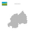 Square dots pattern map of Rwanda. Rwandan dotted pixel map with flag. Vector illustration
