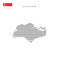 Square dots pattern map of Singapore. Singaporean dotted pixel map with flag. Vector illustration