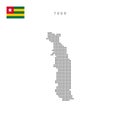 Square dots pattern map of Togo. Togolese Republic dotted pixel map with flag. Vector illustration
