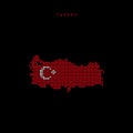 Square dots pattern map of Turkey. Dotted pixel map with flag colors. Vector illustration