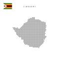 Square dots pattern map of Zimbabwe. Zimbabwean dotted pixel map with flag. Vector illustration