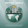 Square Earth Day background with cutting paper art