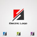 Square electric logo vector, icon, element, and template for company