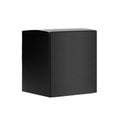 Square elegant black blank paper box side view isolated, mock up of packing for branding identity product, advertising.