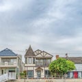 Square Elegant houses overlooking public canal with walkways in Long Beach California