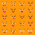 Square emoticon emoji set. of colorful emoticons, flat backgound. face design icons . Different emotions collection Royalty Free Stock Photo