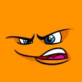 Square emotion icon face anger orange cartoon illustration