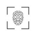 Square facial recognition identification scan line art vector icon for apps and websites - Vector