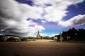 Square with faithful in front of the Sanctuary of Fatima in Portugal in a long exposure shot Royalty Free Stock Photo