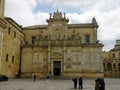 Square of the famous basilica Church of the Holy Cross. Historic city of Lecce, Italy Royalty Free Stock Photo