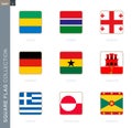 Square flags collection of the world