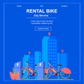 Square Flat Banner. Bike Rental City Service. Royalty Free Stock Photo