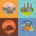 Square flat vector camping illustrations