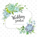 Square floral vector design frame with polka dots