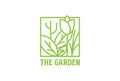 Square Flower Leaf Line for Garden Farm Cultivation Logo