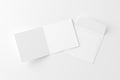 Square Folded Invitation Card With Envelope White Blank 3D Rendering Mockup Royalty Free Stock Photo