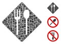 Square Fork and Spoon Icon Vector Collage