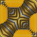 square format pattern and design of metallic mobius ring with yellow grey black and white striped patterns Royalty Free Stock Photo