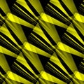 square format yellow graphic pattern and geometric repeating design on black background Royalty Free Stock Photo