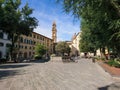 Square with fountain, bell tower in Florence Italy Royalty Free Stock Photo