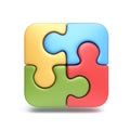 Square four pieces puzzle 3D Royalty Free Stock Photo