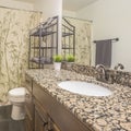 Square frame Bathroom interior of a home with gray wood floor and white wall Royalty Free Stock Photo